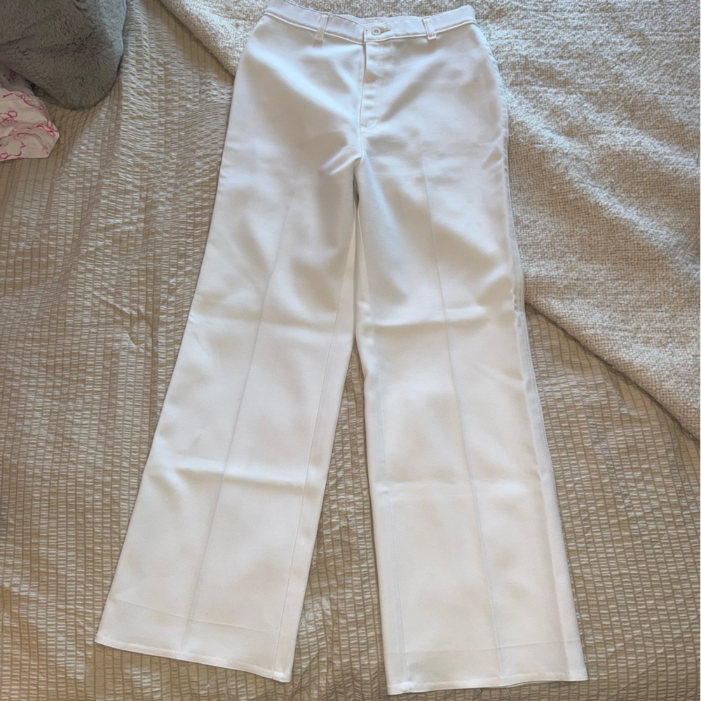 Levis Vintage White Polyester Slacks 28 - Picture 3 of 9